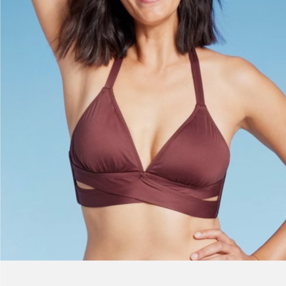 Kona Sol Sexy Brown/Burgundy Faux Wrap Bikini Top